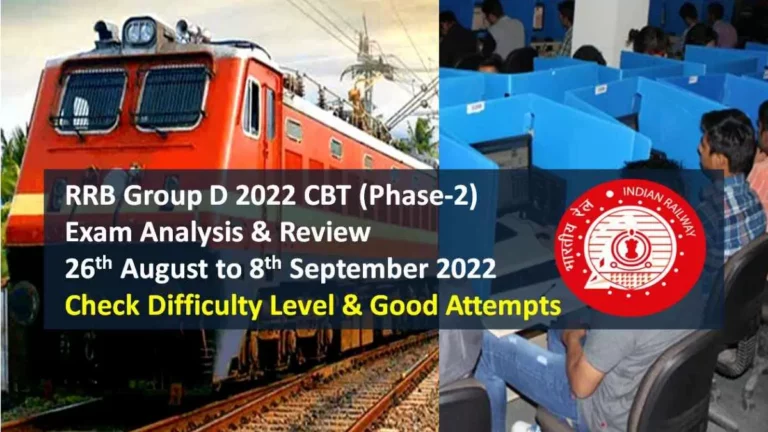 RRB Group D 2022 Phase-2 Exam Analysis (26th August All Shifts): Question Paper Difficulty Level, Good Attempts to Clear CBT Cutoff